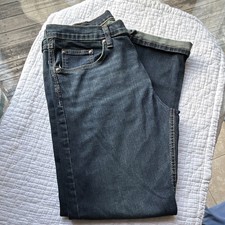 Wrangler Slim Straight Dark Blue Dark Wash Denim Jeans, Stretch, 5-Pocket