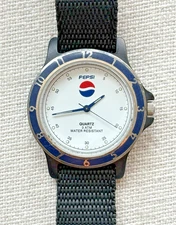 Vintage Pepsi Cola Unisex Watch w/Black Canvas Strap