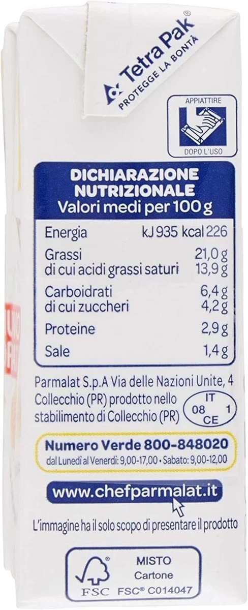 Parmalat Panna Chef Sahne mit Lachs, 20 x 2 x 125ml, Kochsahne+Polpa 400g