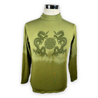 Heyne Bogut Sweater Womens 4 Green Ombre Chinese Dragon Turtleneck USA Pullover