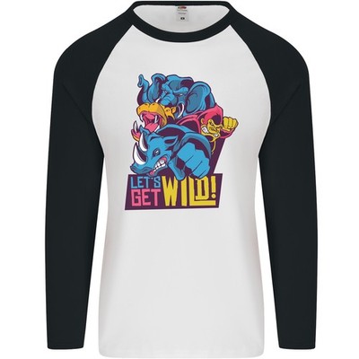 Lets Get Wild Rhino Gorilla Elefant Nilpferd Herren Langarm Baseball T-Shirt