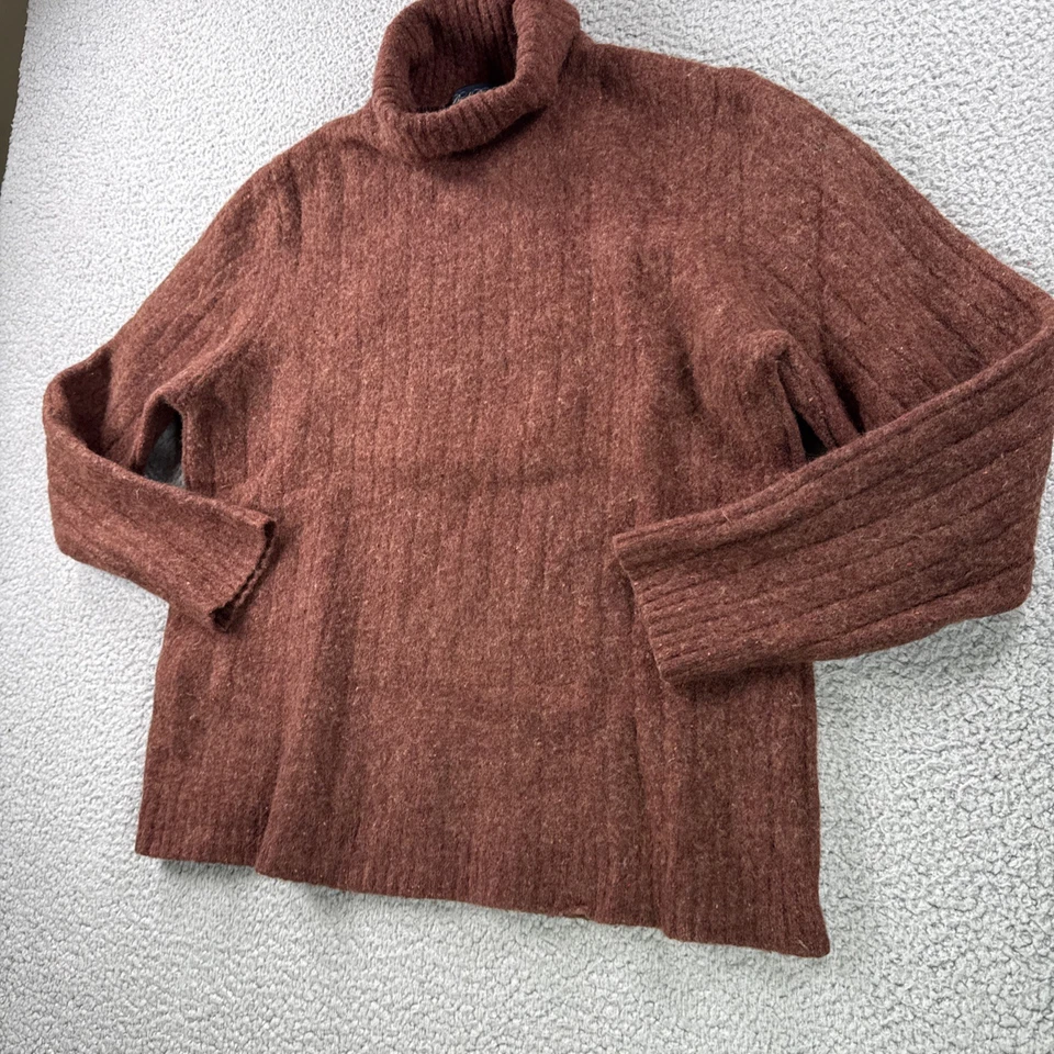 Brooks Brothers Sweater Womens XL Brown Lambswool Blend Turtleneck Pullover READ - Image 2 of 4