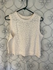 New Women's Crop Active Tank Top - All in Motion - Cream Size XL Sleeveless