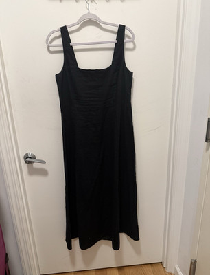 GAP Women s Size M Black Solid Square Neck Sleeveless Shift Midi Dress