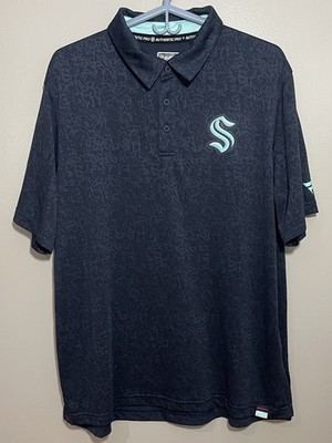 Seattle Kraken Polo Shirt Mens XL Navy NHL Hockey Authentic Pro Pattern Golf