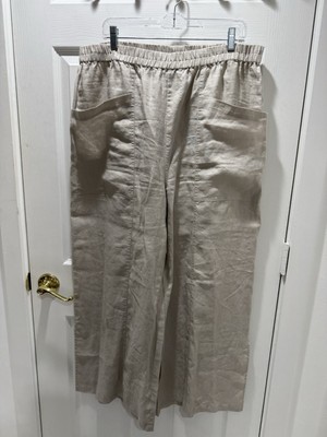 Johnny Was Calme Linen Pull On Silver Pants With Pockets With Slits Size XL