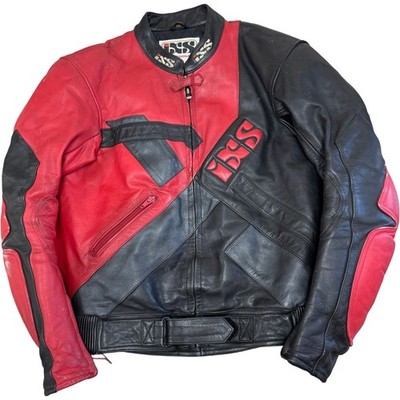 iXS Motorrad Jacke Biker Leder Rot Schwarz Herren Größe Small 46