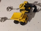 Vintage Tonka Toy Keyrings x 2. Construction Keychains 1998. Crain, Truck.