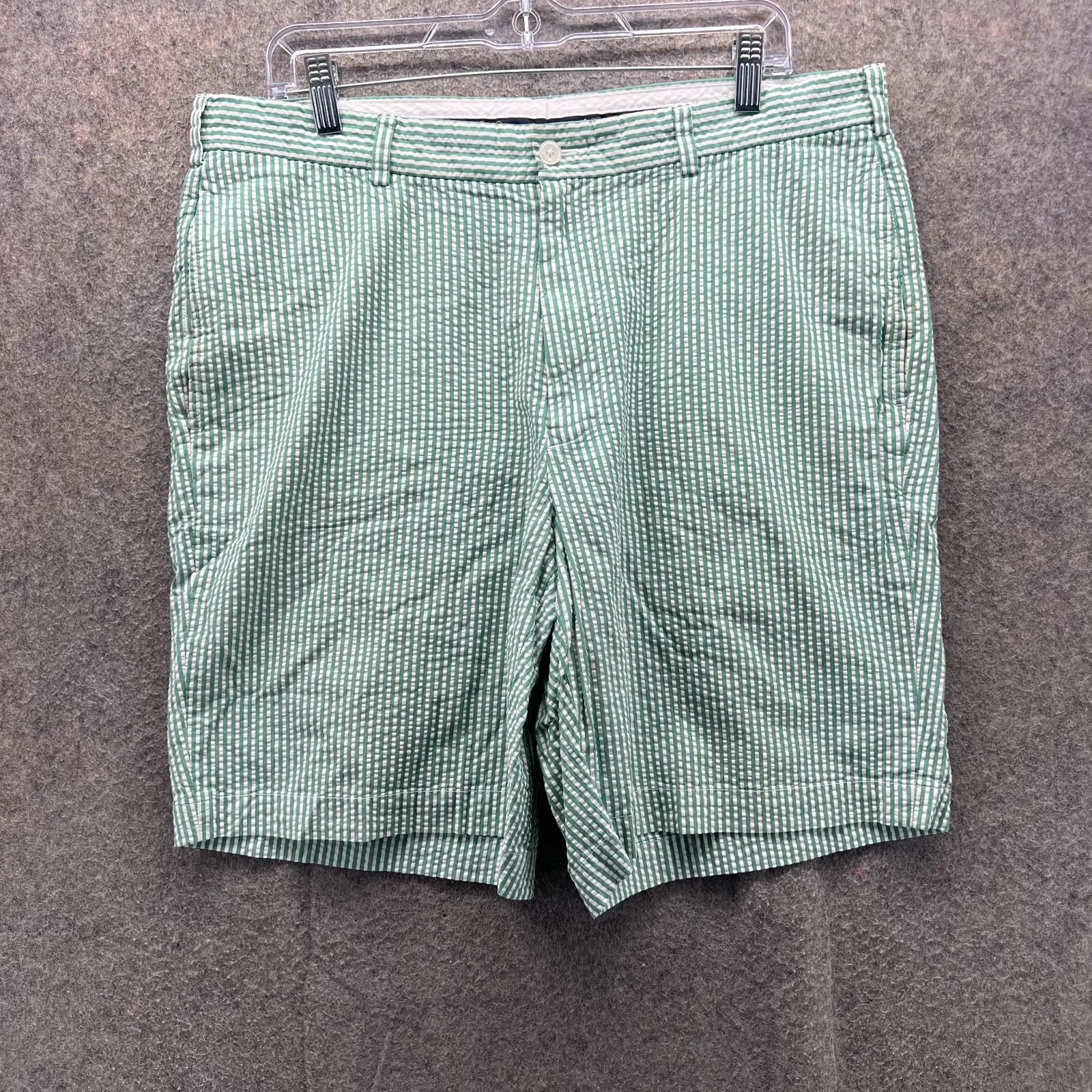 Brooks Brothers Shorts Mens 36 Blue Striped Chino Flat Cotton Seersucker 1818