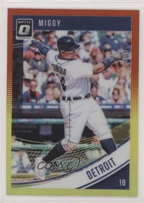 2018 Donruss Optic Variation Red & Yellow Prizm Miguel Cabrera (Miggy) #122 0e3