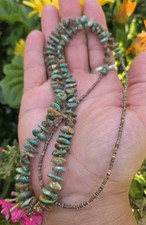 Native American Beautiful TURQUOISE heishi Bead Necklace. 28 Inches