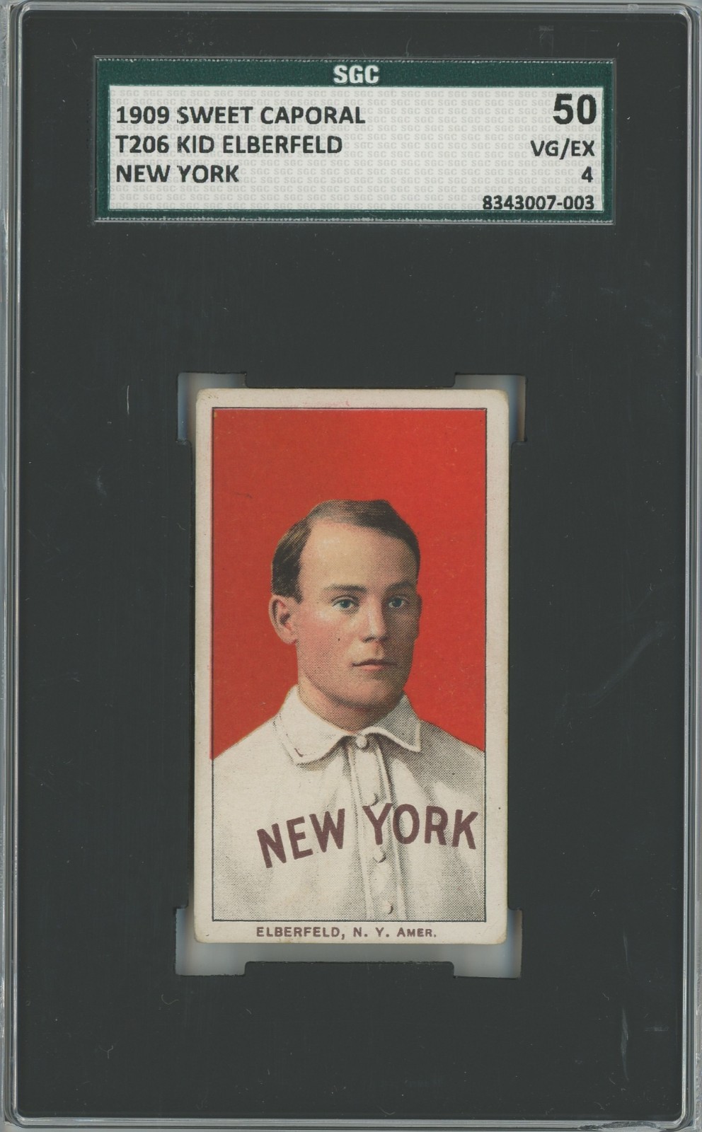 T206 1909 KID ELBERFELD - NEW YORK - SWEET CAPORAL 150 BACK - SGC 4