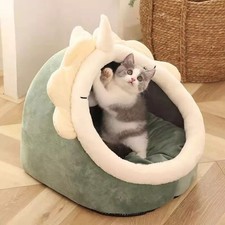 Pet Cat Kitten Dog Beds Igloo Fleece Bed Pyramid Cozy Washable Warm House Cave