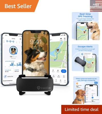 Real-Time GPS Dog Tracker - Health Monitoring & Bark Alerts for Ultimate Safety