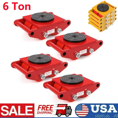 4x Machinery Mover 6T 13200lbs Heavy Duty Machine Dolly Equipment Roller Skates