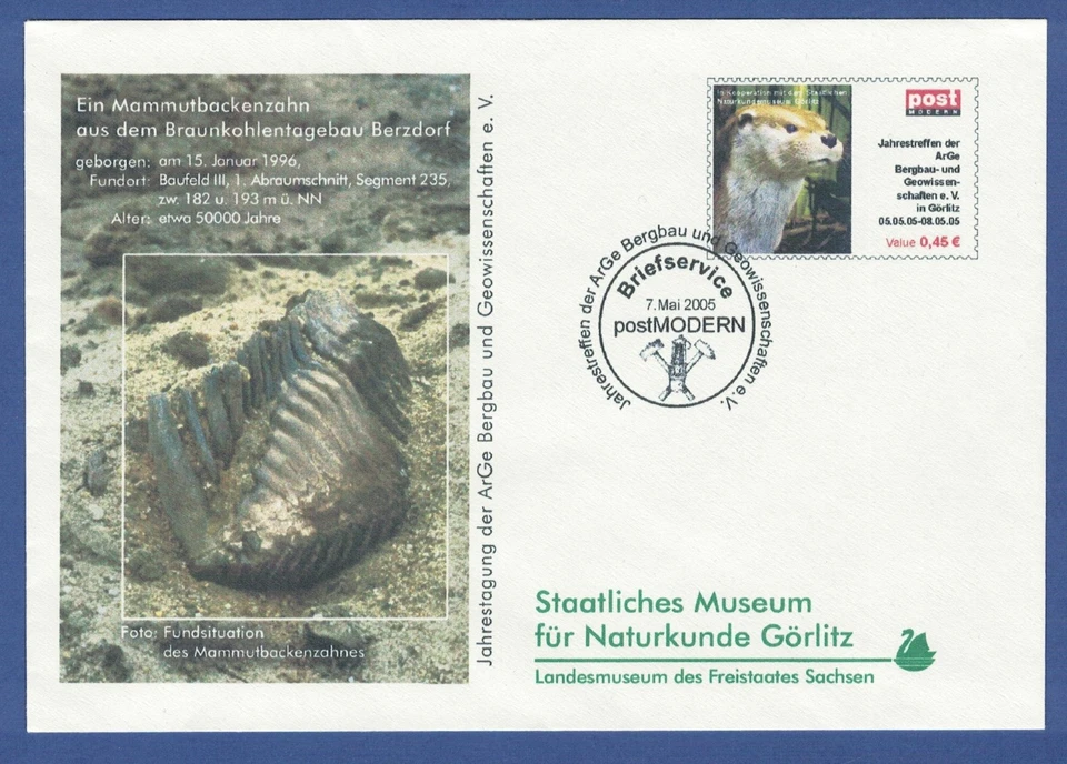 Ganzsache Post Modern Dresden 2005, Tagung der ArGe Bergbau u. Geowissenschaft - Bild 1 von 1