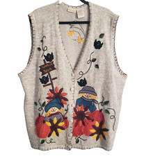 Bobbie Brooks Holiday Sweater Vest Womens 22W/24W Pumpkin Fall Scarecrow