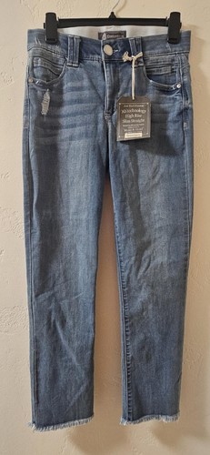 Democracy Ab Technology Jeans High Rise Slim Straight mit ausgefranstem Saum Größe 4
