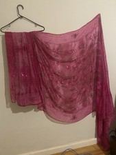 Chiffon Sequin Saree Pink with beads work. 