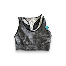 New Skechers Performance Layered Flex 2Fer Sports Bra L/XL Black White Marled