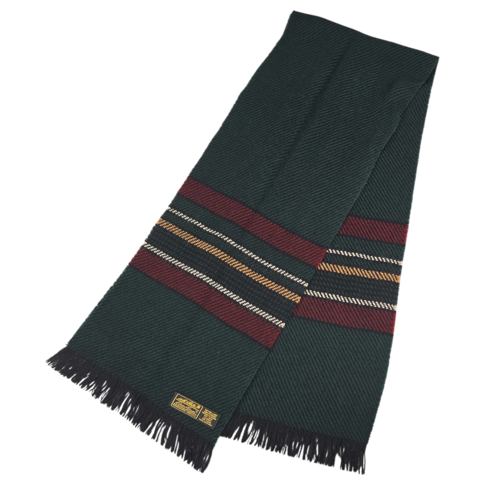 Vtg Eddie Bauer 100% Wool Hunter Green Scarf Preppy Outdoors Classic Winter EUC