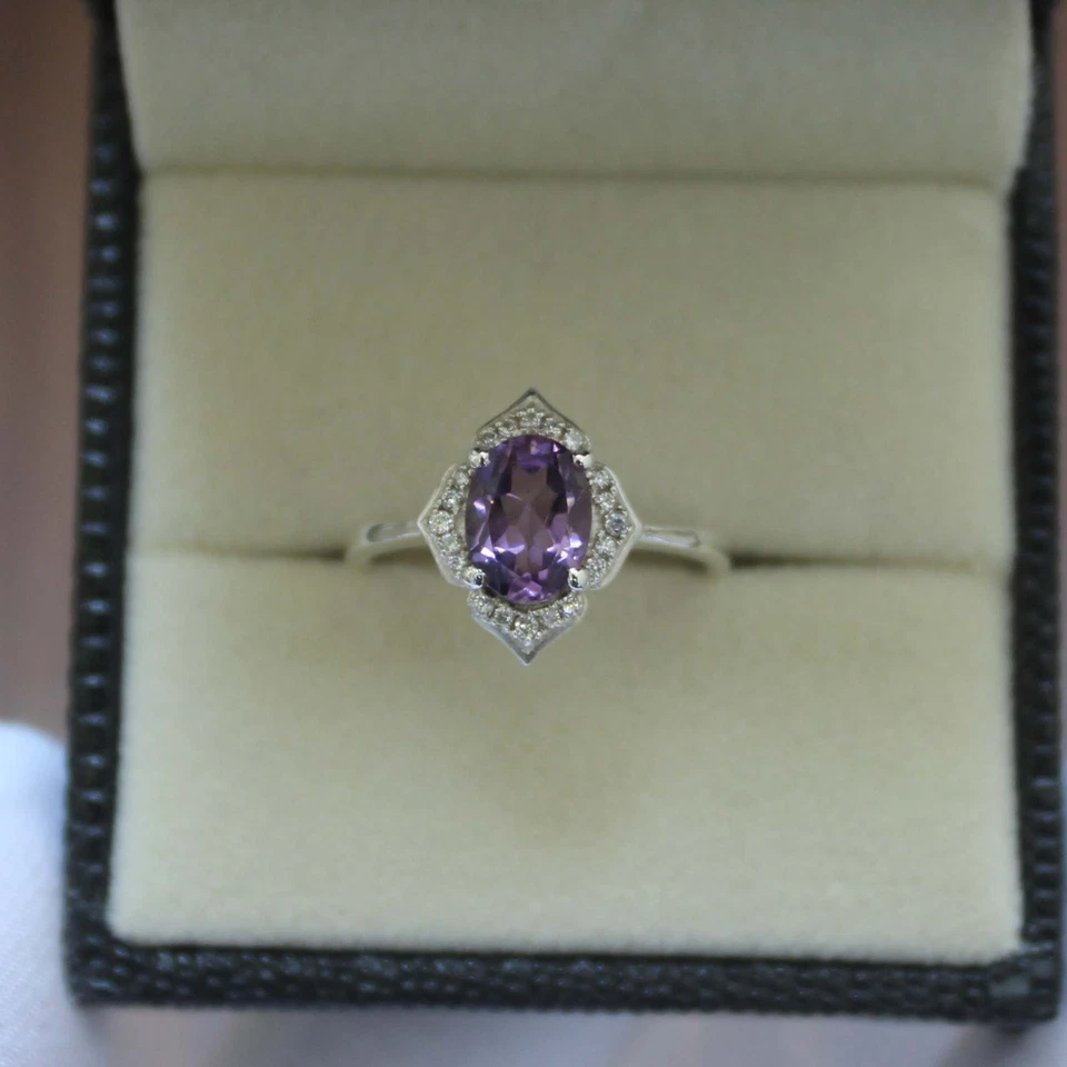 Natural Amethyst Gemstone Ring For Women Solid 925 Sterling Silver Ring - Image 4 of 4