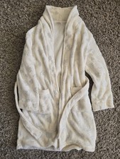 Wonder Nation Girls Ivory Fleece Robe M (7-8) Hearts Pattern Long Sleeve