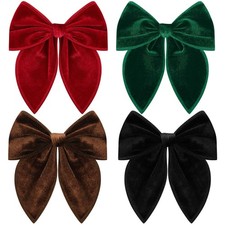 Christmas Hair Bows for Girls 4 Pcs Velvet Bow Hair Clips Fable Accessories