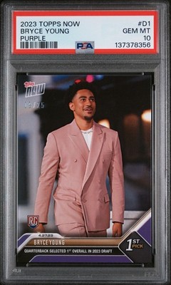 Topps 2023 Topps Now Bryce Young #D1 Purple Parallel /25 Football JERSEY MATCH