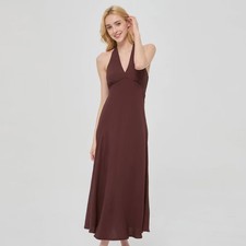 Women Smocked Midi A-Line Dress - A New Day Brown XS