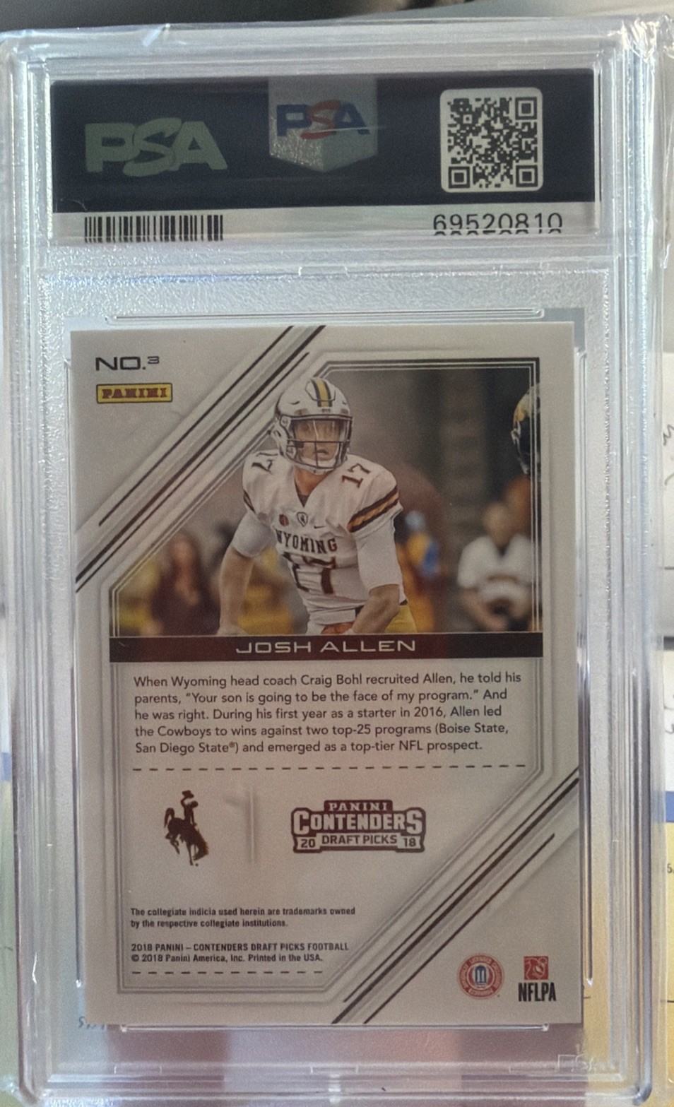 2018 Panini Contenders Draft Picks - Game Day Tickets Josh Allen #3 (RC) PSA 9 view 2