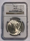 1925 $1 Peace Silver Dollar, NGC MS 65, in a Damaged Holder