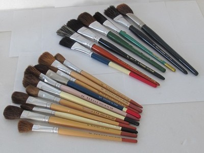 Artist Mixed Long Paint Brush LOT Robert Simmons Loew Cornell Reward Stangren