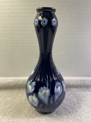 Soho Pottery Pate-Sur-Pate Colbalt-Ground 8 1/2  Vase