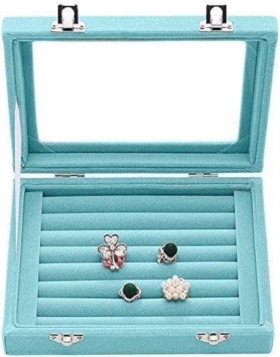 60 Slots Jewelry Ring Display Organizer Tray Holder Earrings Storage Boxes Case