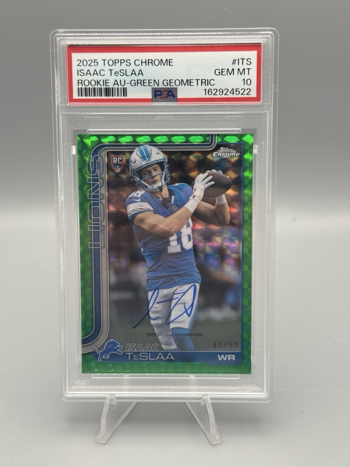 Isaac TeSlaa Topps Chrome Rookies Autograph #ITS Green Geometric