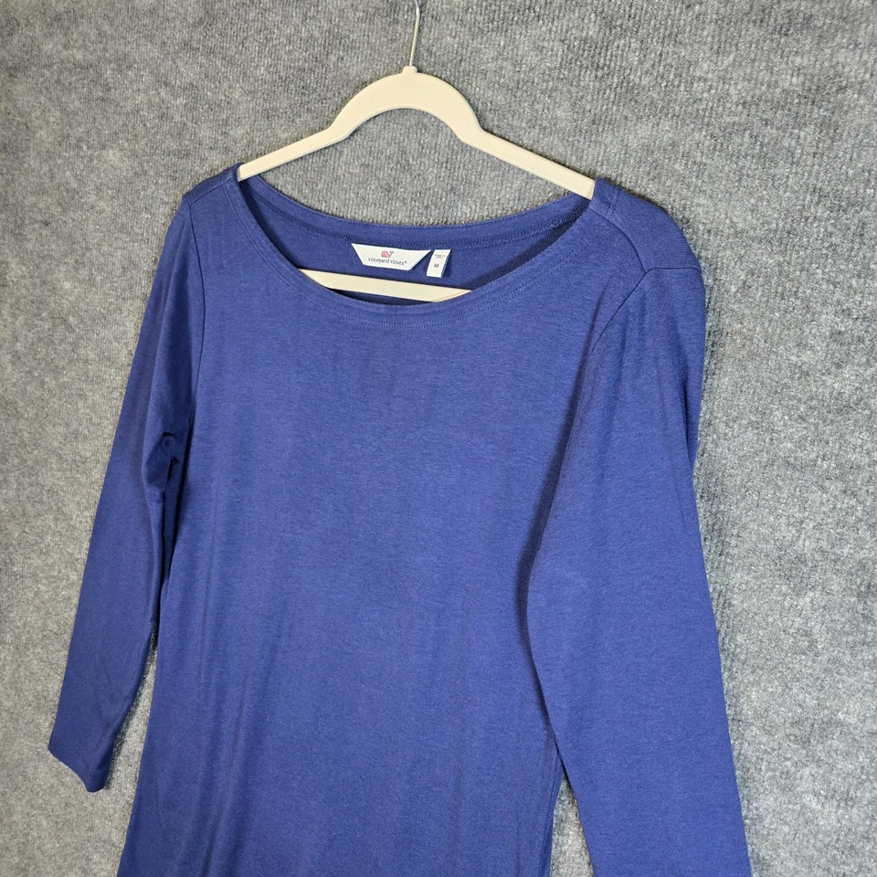 Vineyard Vines T 恤女式 M 深蓝色棉船领海滩航海 — 第 3/4 张图片