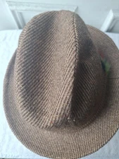Dunkirk Ltd Premier Quality Men's Hat Size M Brown Tweed Feather Detail