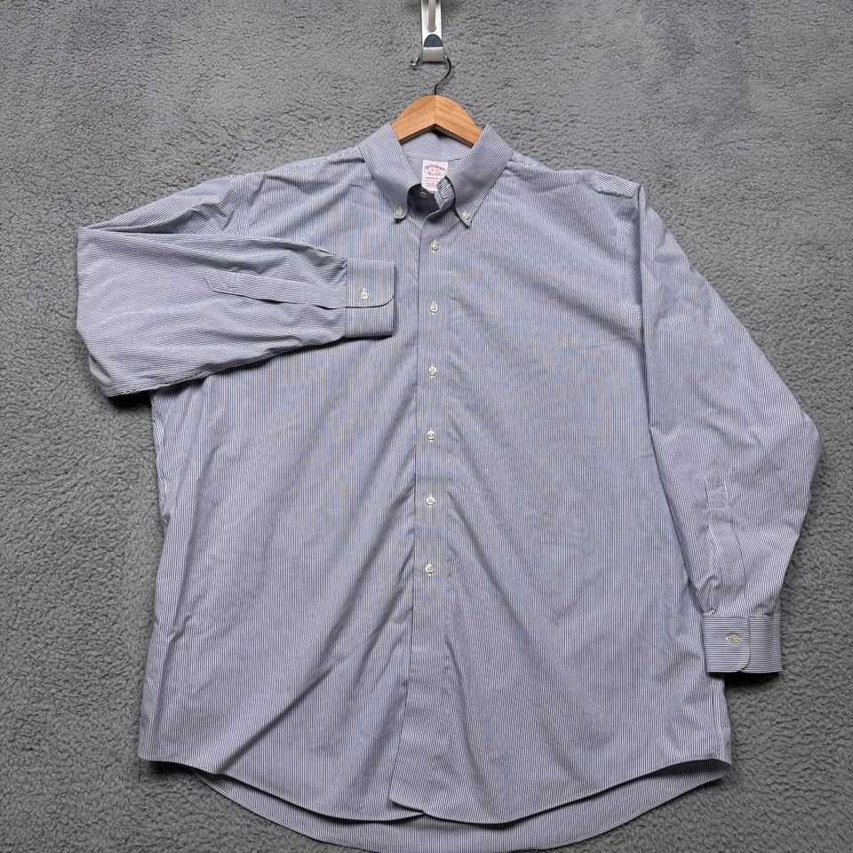 Camisa de vestir Brooks Brothers para hombre 18 35 a rayas con botones Supima Foto 2 de 4