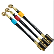 Fieldpiece HR3XB Ball Valve Refrigerant Hose Set (3) w/ Color Tags - 1/4" x 1/4