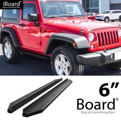 APS Flat Running Board Black 6'' Fit Jeep Wrangler JK 2Dr 07-18