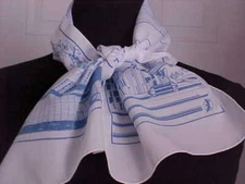  Vintage Scarf Ladies Rectangle Blue Wht Atlanta Scenes 33rd Annual SSAC 1981  