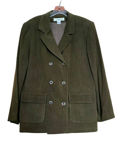 Vintage Neu mit Etikett Seide Saks Fifth Ave Blazer Jacke Olivgrün Echtkleidung - Bild 4 von 8