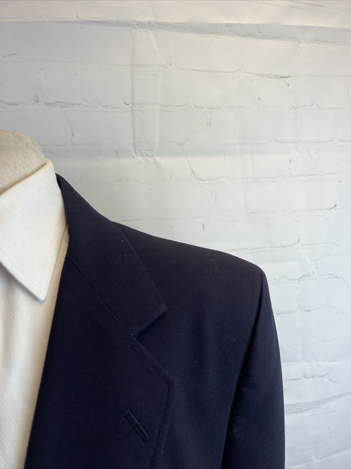 Custom Made Men's Navy Blue Solid Wool Blazer 46R… - image 2