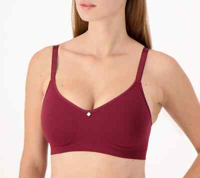 Breezies Diamond Jacquard Seamless Wirefree Bra Zinfandel Red Size 2X A508652