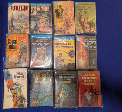 14 Science Fiction Paperback Lot  / 12 Ace Doubles + Single Story