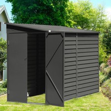 Black Steel Garden Sheds Metal Storage Outdoor  Utility Tool Storage 4.7x8.86ft