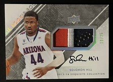 2013-14 EXQUISITE SOLOMON HILL #65 AUTOGRAPH AUTO 3 COLOR PATCH ROOKIE RC  10/25