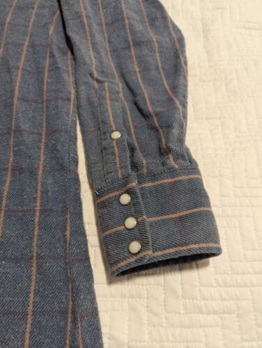 Vintage Wrangler Shirt Mens Pearl Snap Extra Long Tail Shirt Flannel19x35 - Picture 2 of 7