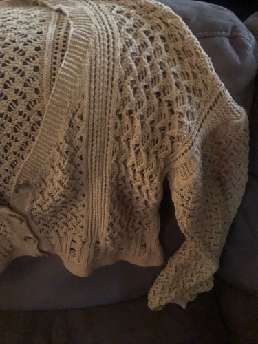 In The Style 10 12 14 Bnwt Cropped Cardigan Beige Caramel Summer Crochet Bnwt - Picture 4 of 6